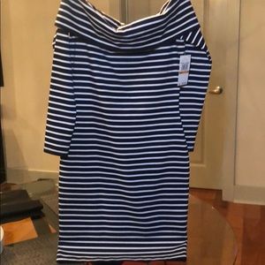Michael Kors Off Shoulder Navy-White Stripe